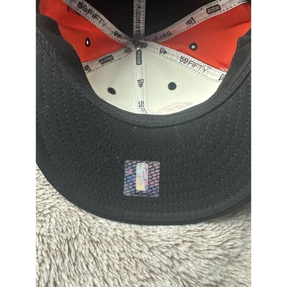 New York Knicks Hat Cap Fitted 7 1/2 White Orange Area Code 212 NBA New Era New - Picture 6 of 12